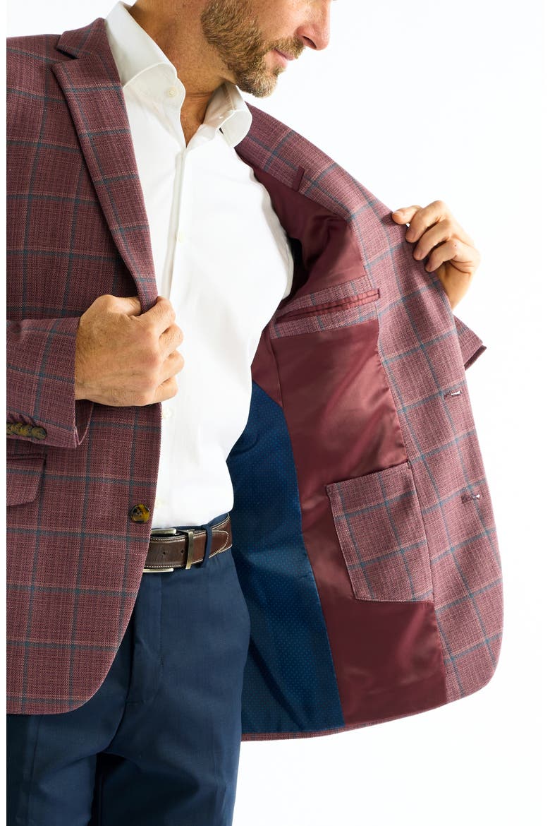 Windowpane Sport Coat, Alternate, color, BERRY