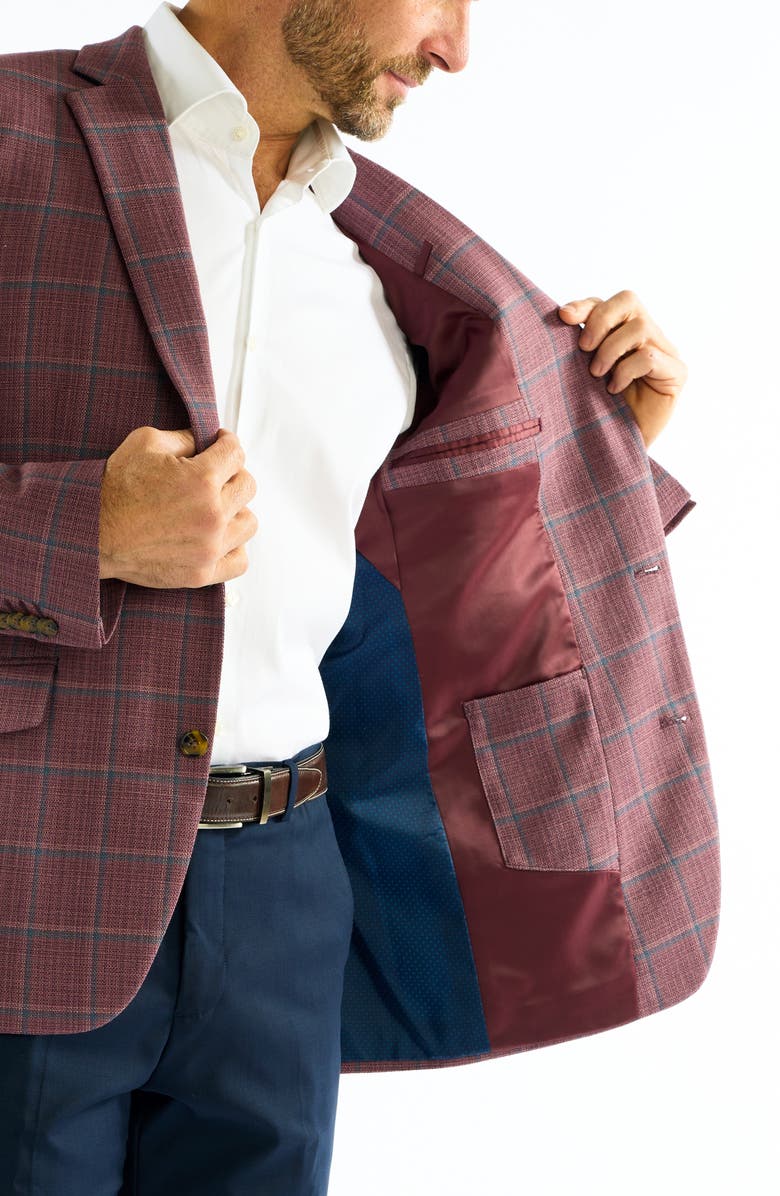 SAVILE ROW CO Windowpane Sport Coat, Alternate, color, Berry