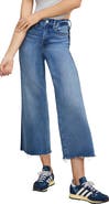 Good American Good Waist Side Stripe Frayed Crop Palazzo Jeans