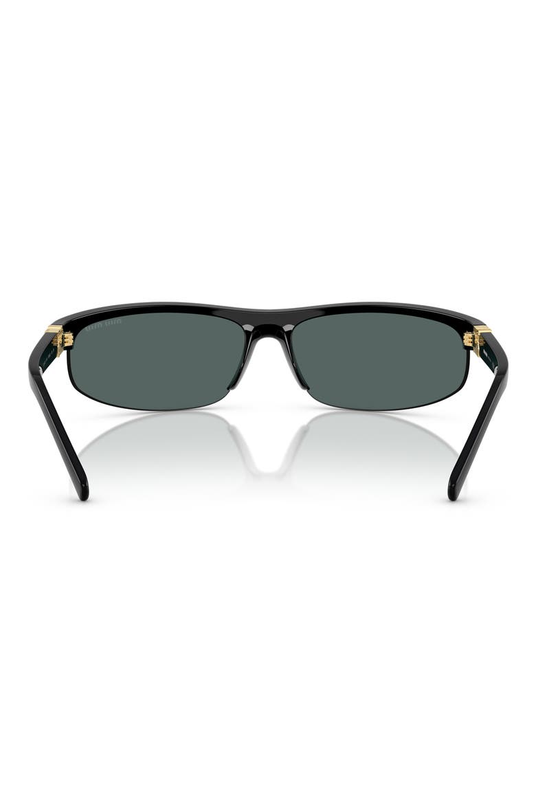 70mm Oversize Oval Semirimless Sunglasses, Alternate, color, BLACK