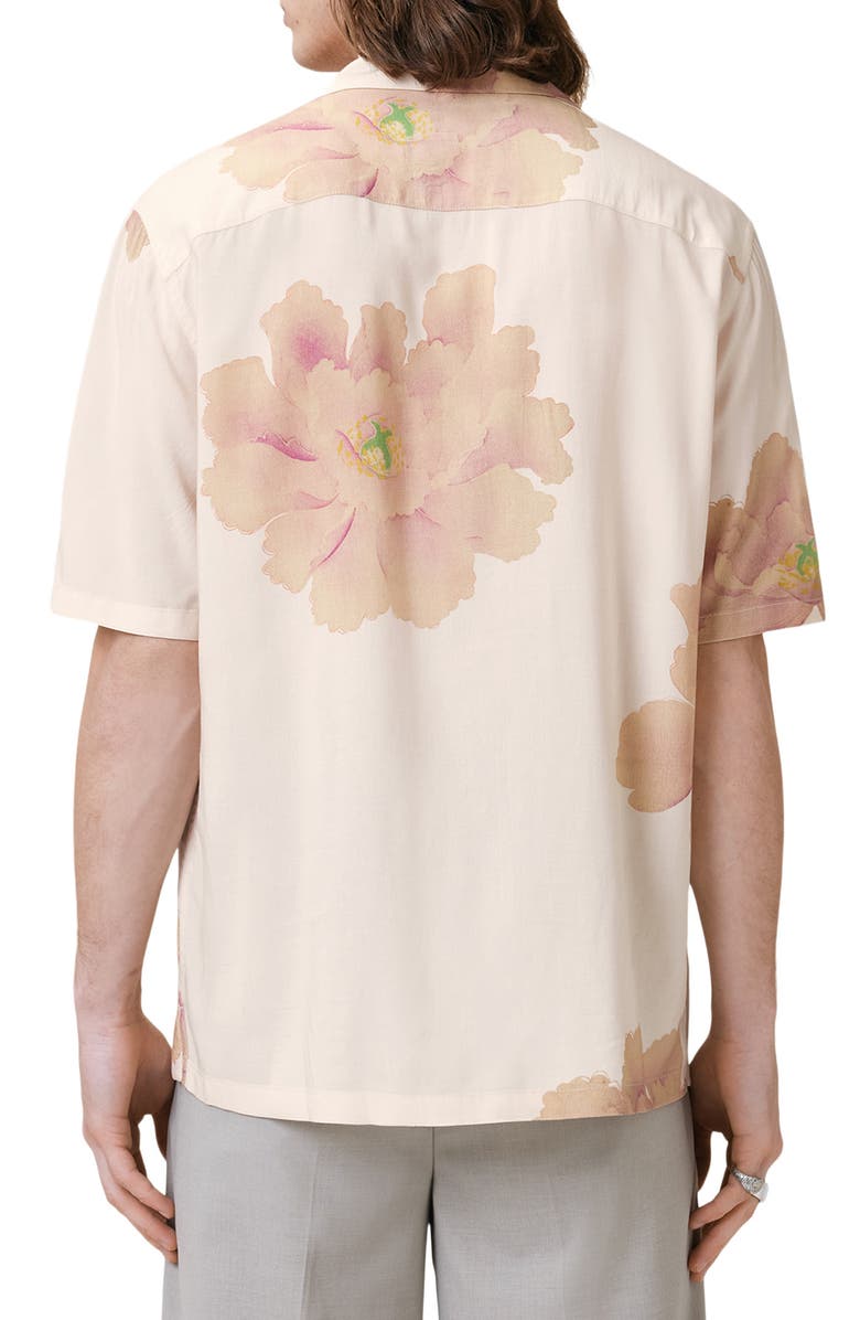 AllSaints Peony Short Sleeve Camp Shirt, Alternate, color, Ecru White