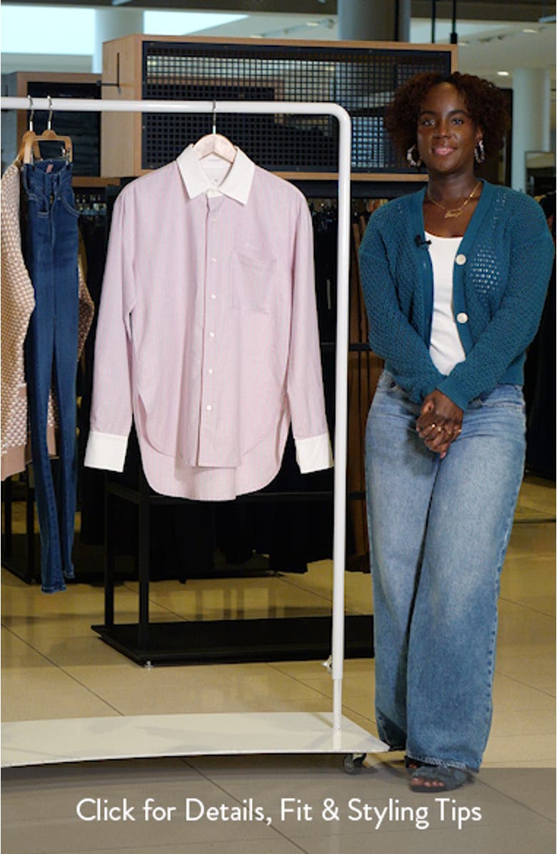 The Roomie Frenchie Pinstripe Cotton Button-Up Top, sales video thumbnail