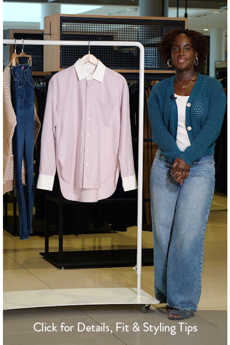 The Roomie Frenchie Pinstripe Cotton Button-Up Top video