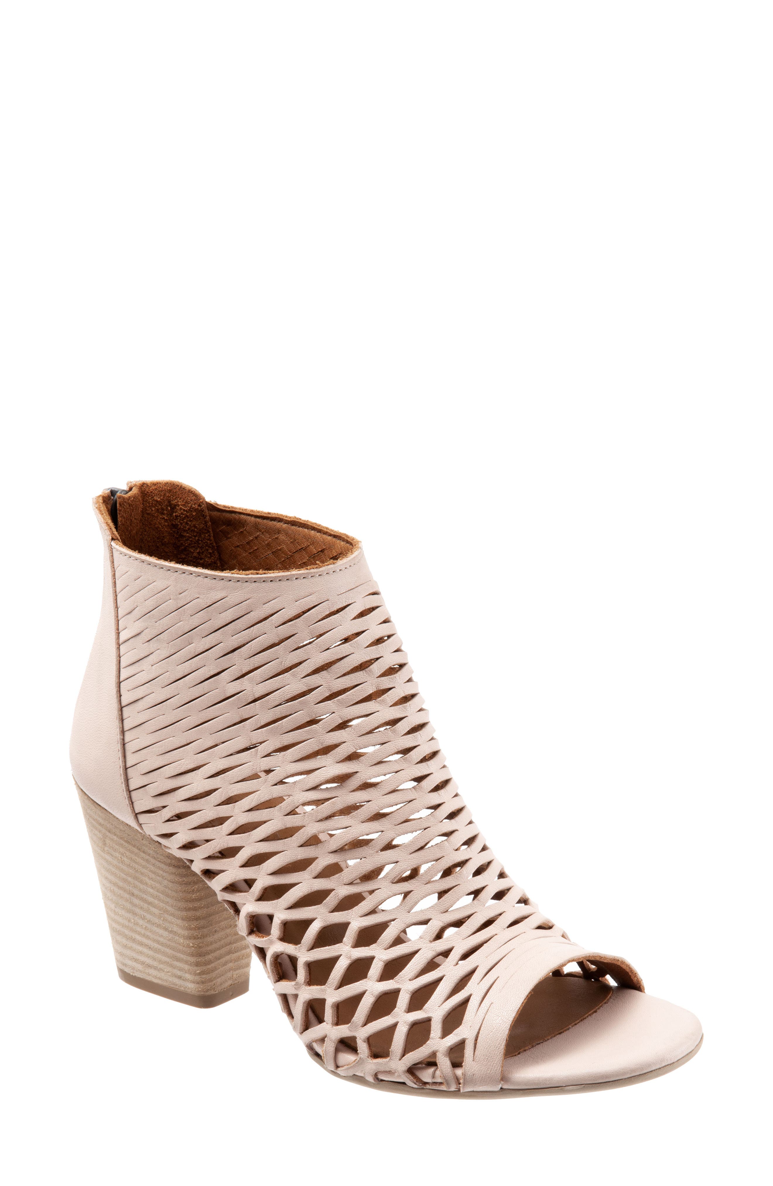 Zola Cutout Peep Toe Bootie, Main, color, PALE PINK LEATHER