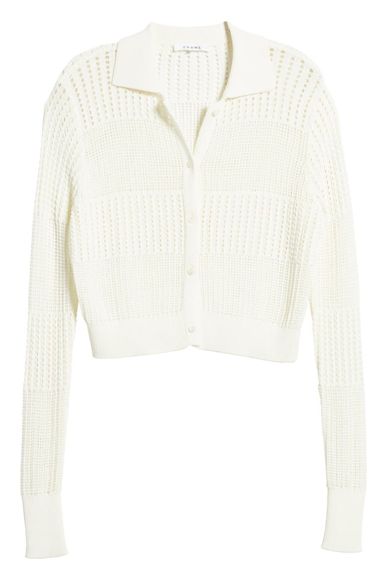 Open Stitch Shrunken Cardigan, Alternate, color, OFF WHITE