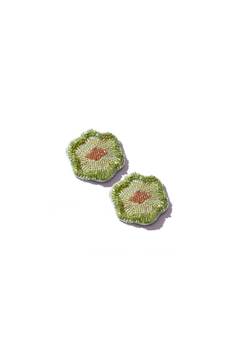 Moss Bloom Earrings, Main, color, Green