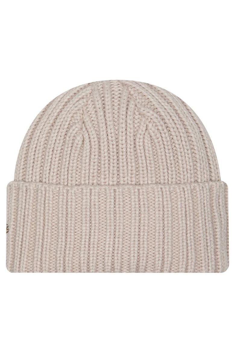Men's New Era Light Beige Cleveland Browns Logo Applique Cuffed Knit Hat, Alternate, color, Light Beige