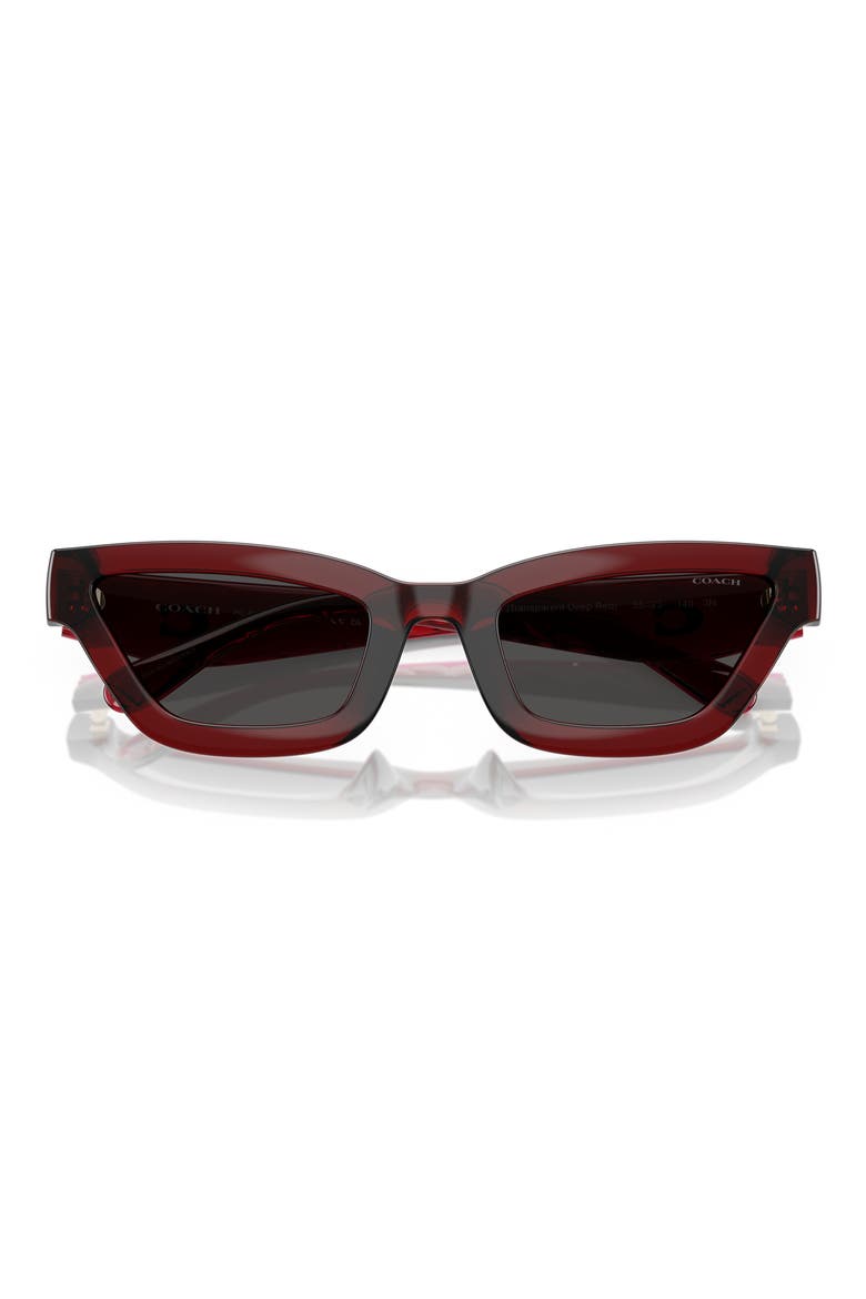 55mm Rectangular Sunglasses, Alternate, color, TRANSPARENT DEEP RED / GREY