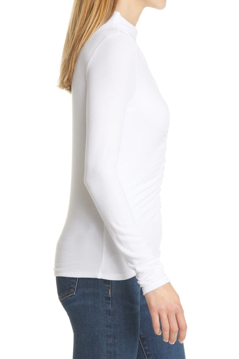Theresa Ruched Mock Neck Top, Alternate, color, WHITE