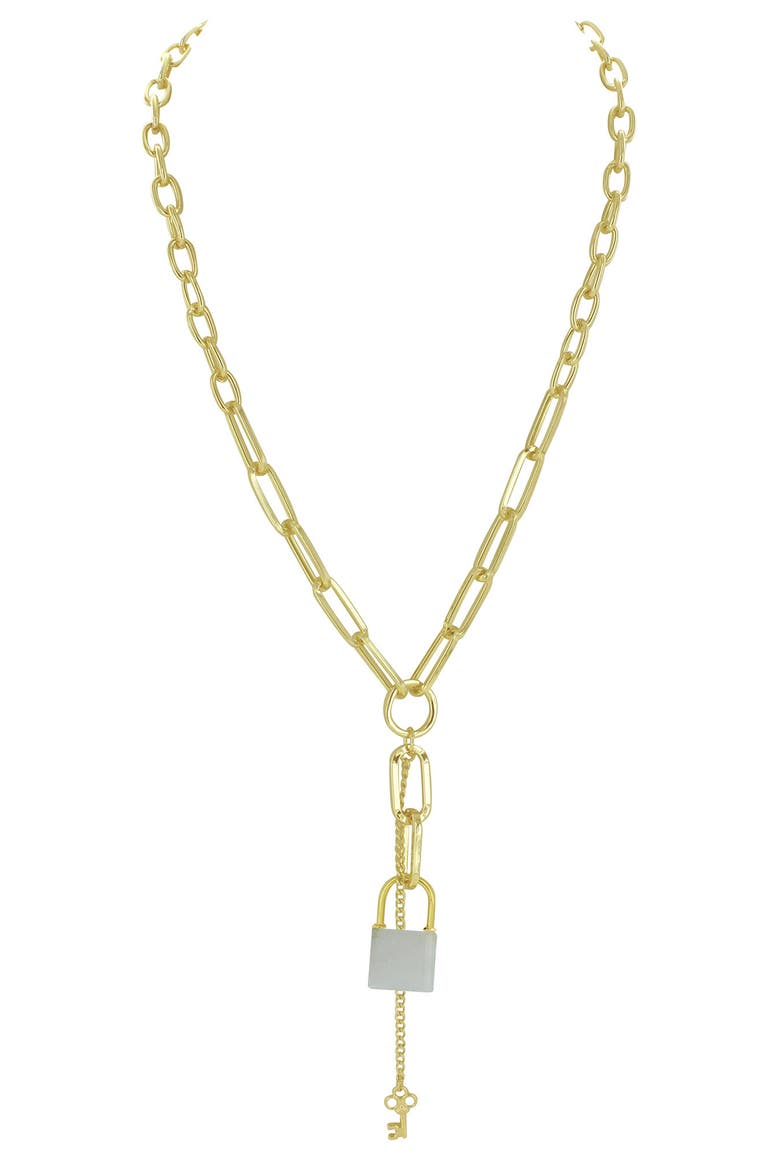 On Lock Pendant Necklace, Main, color, GOLD / PINK