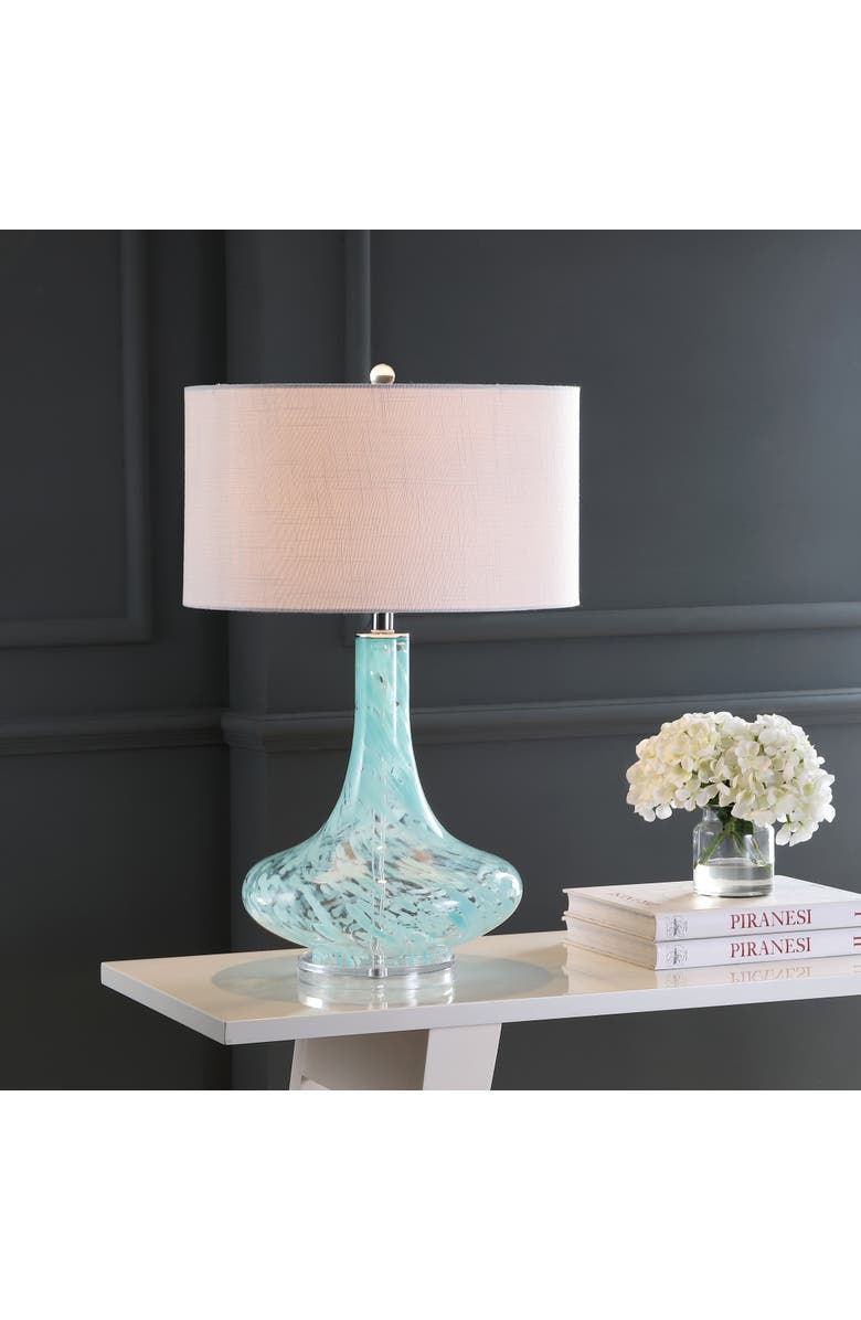 JONATHAN Y Montreal 29" Glass/Acrylic LED Table Lamp, Ice Blue, Alternate, color, Ice Blue