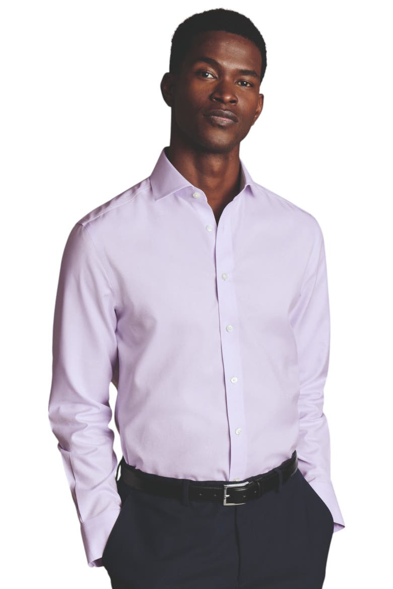 Cutaway Collar Non-Iron Twill Shirt, Main, color, Lilac Purple