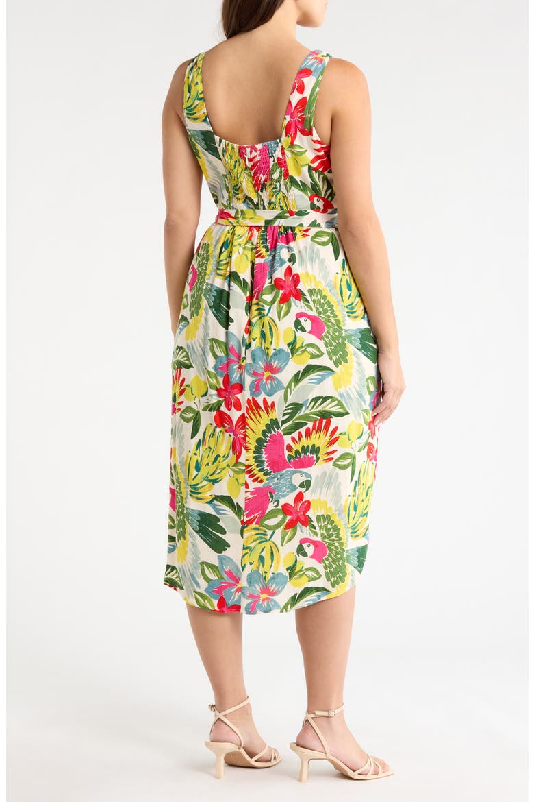 Wissa Tropical Beli Faux Wrap Midi Dress, Alternate, color, BRIGHT-MULTI
