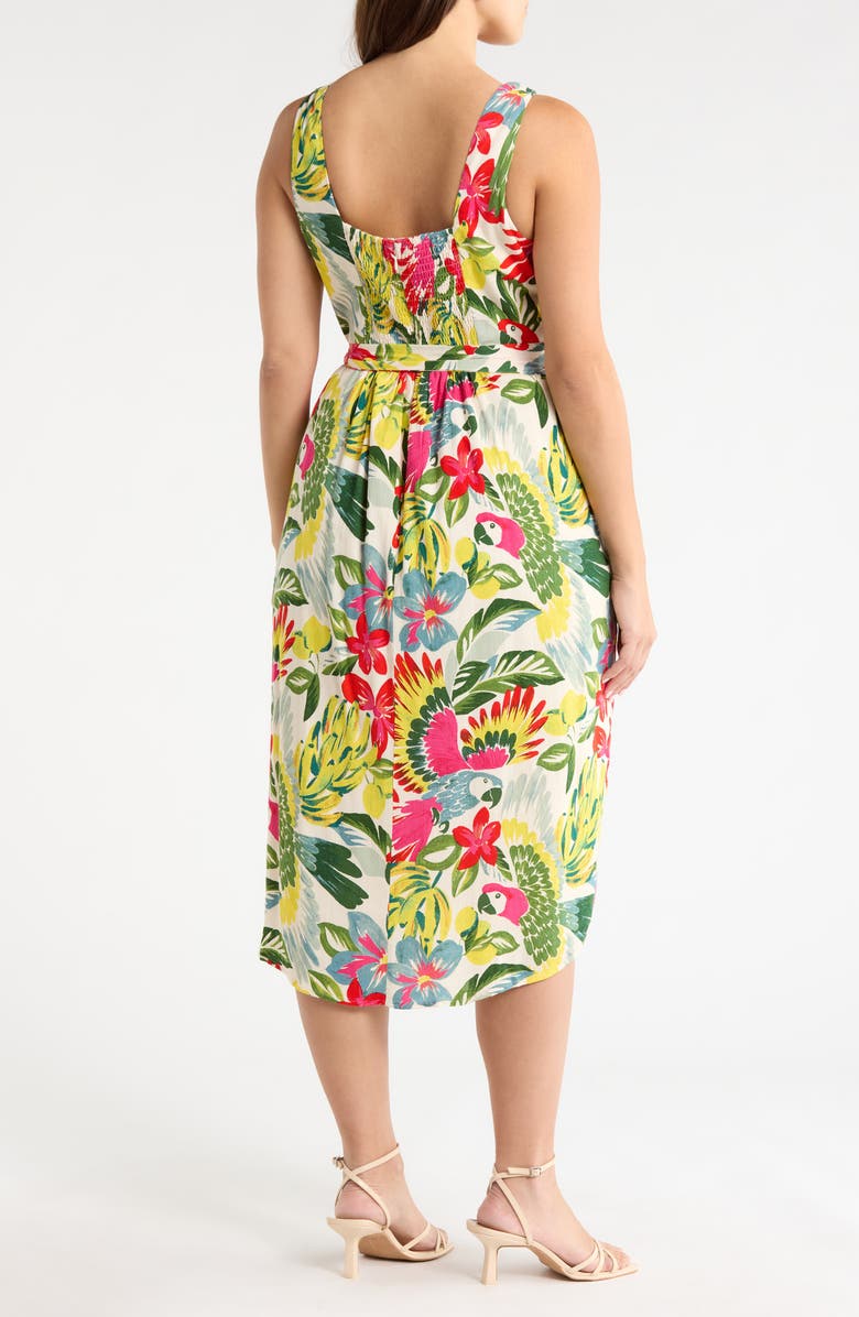 SUGARLIPS Wissa Tropical Beli Faux Wrap Midi Dress, Alternate, color, Bright-Multi