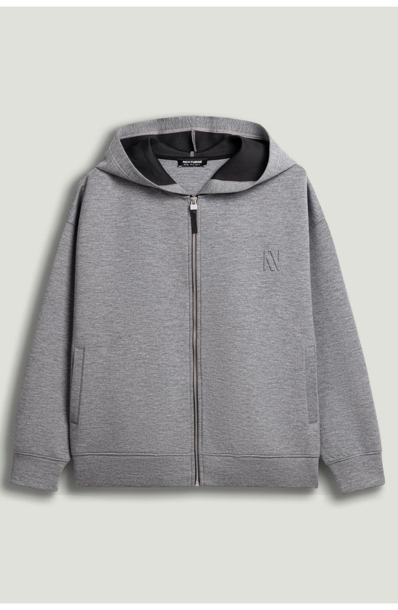 Nocturne Relaxed Zip-Up Hoodie, Alternate, color, Grey