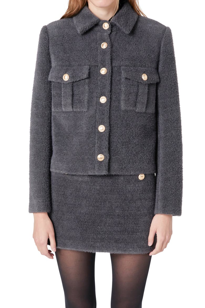 Brushed Jacket, Alternate, color, GREY