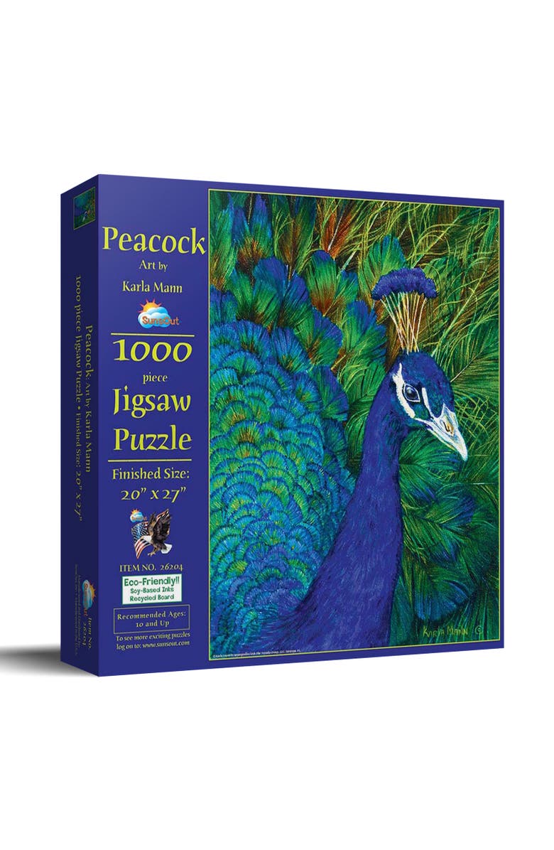 Sunsout Peacock 1000 piece Jigsaw Puzzle for Adults, Main, color, Multicolor