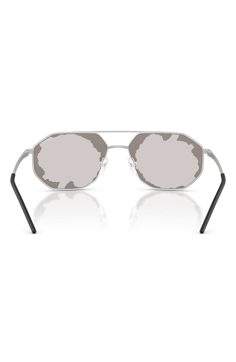 Emporio Armani 58mm Aviator Sunglasses, Alternate, color, Matte Silver / Smoke Black