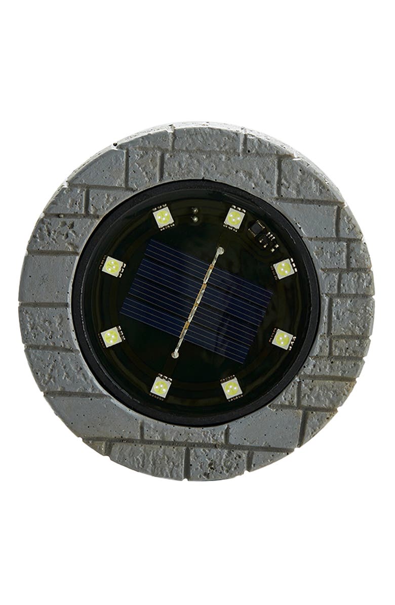 Glitzhome Set of 4 Solar Powered Resin Ground Light Disk Light, Alternate, color, Black