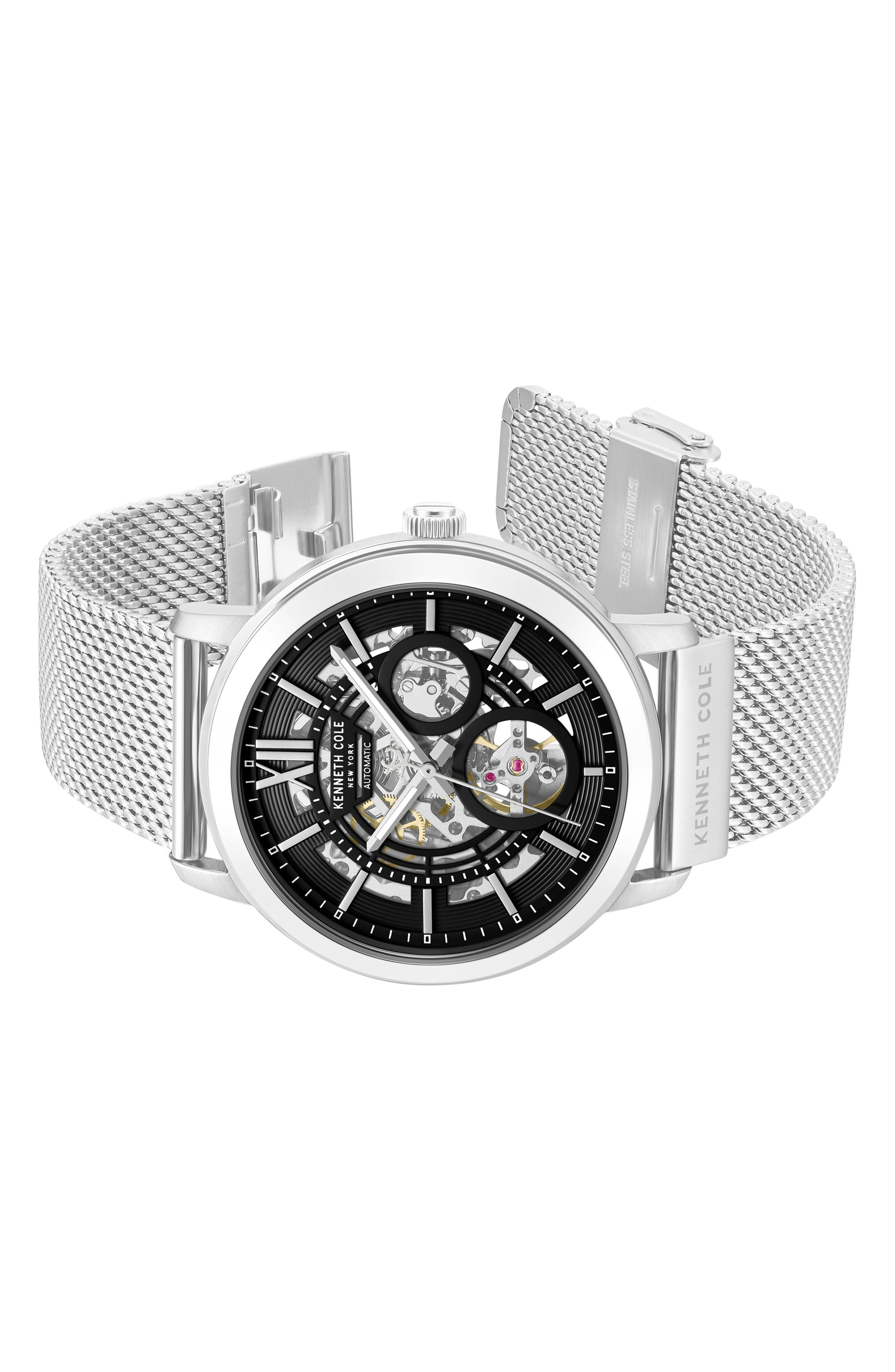 Kenneth Cole New York Pacific Skeleton Dial Automatic Mesh Strap