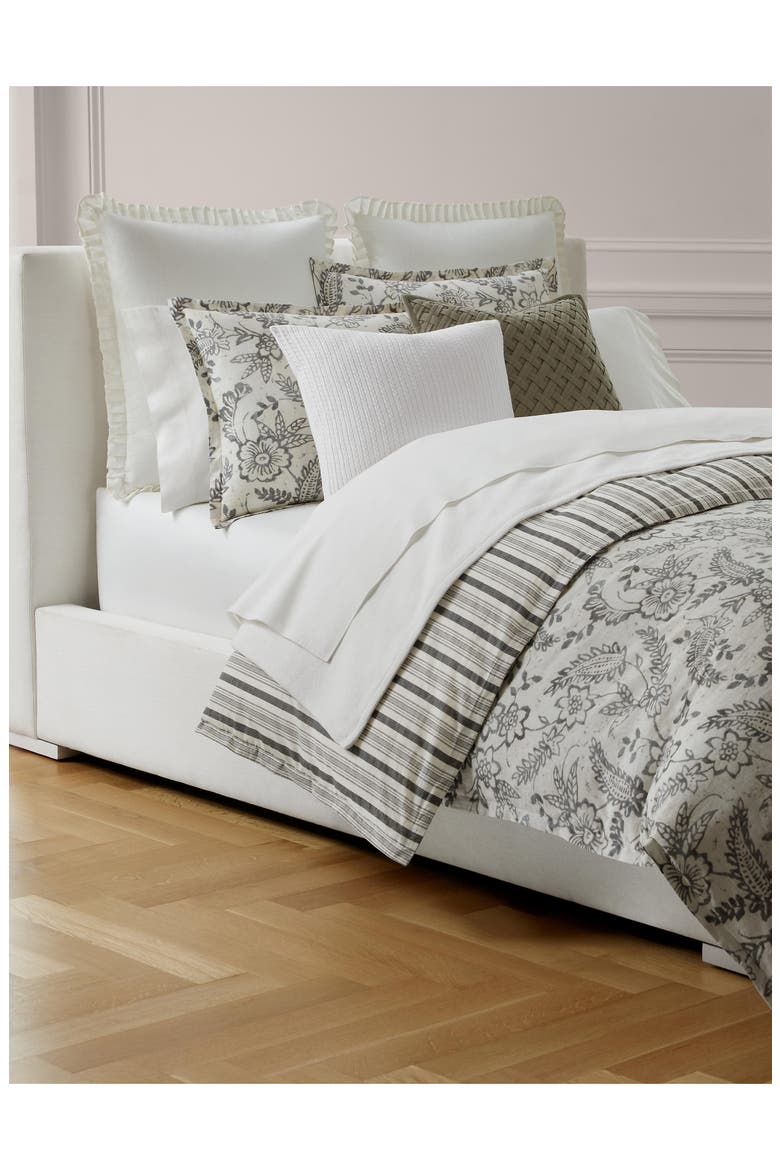 Sara Paisley & Stripe Reversible Cotton Duvet Cover & Sham Set, Alternate, color, GREY