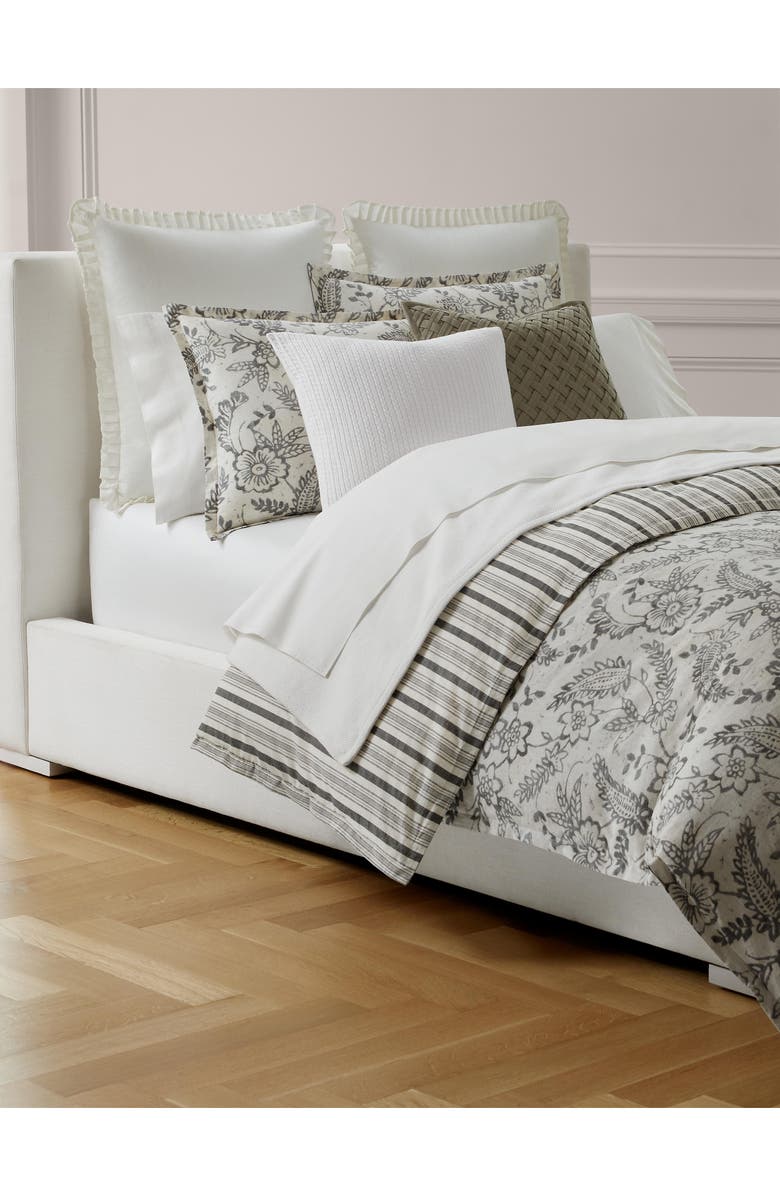 Lauren Ralph Lauren Sara Paisley & Stripe Reversible Cotton Duvet Cover & Sham Set, Alternate, color, Grey
