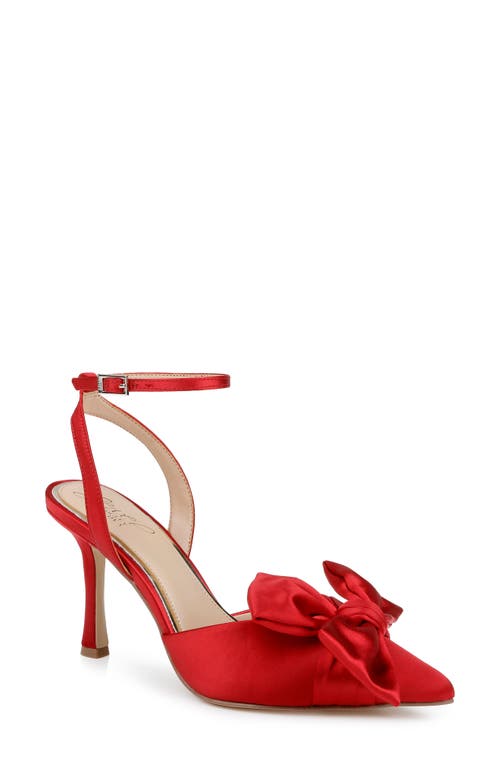 Jewel Badgley Mischka Francine Ankle Strap Pointed Toe Sandal In Red