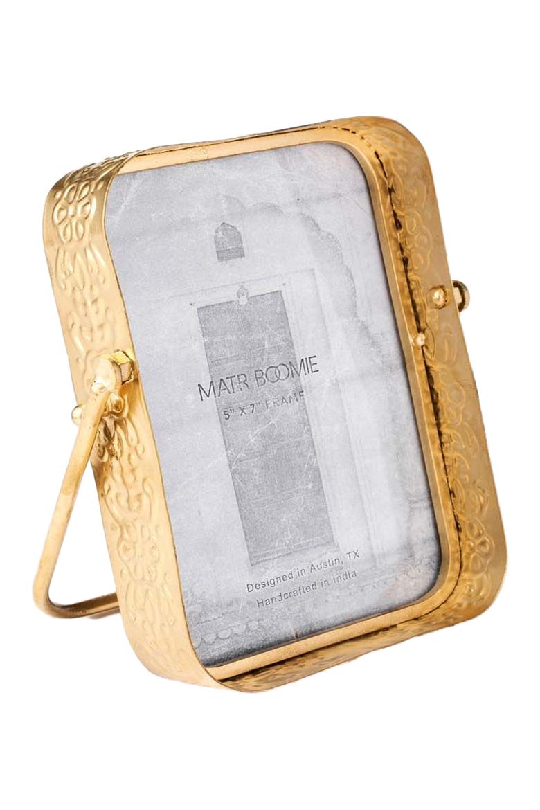 Loha Rounded Picture Frame - Embossed Iron, Main, color, Gold - 5x7