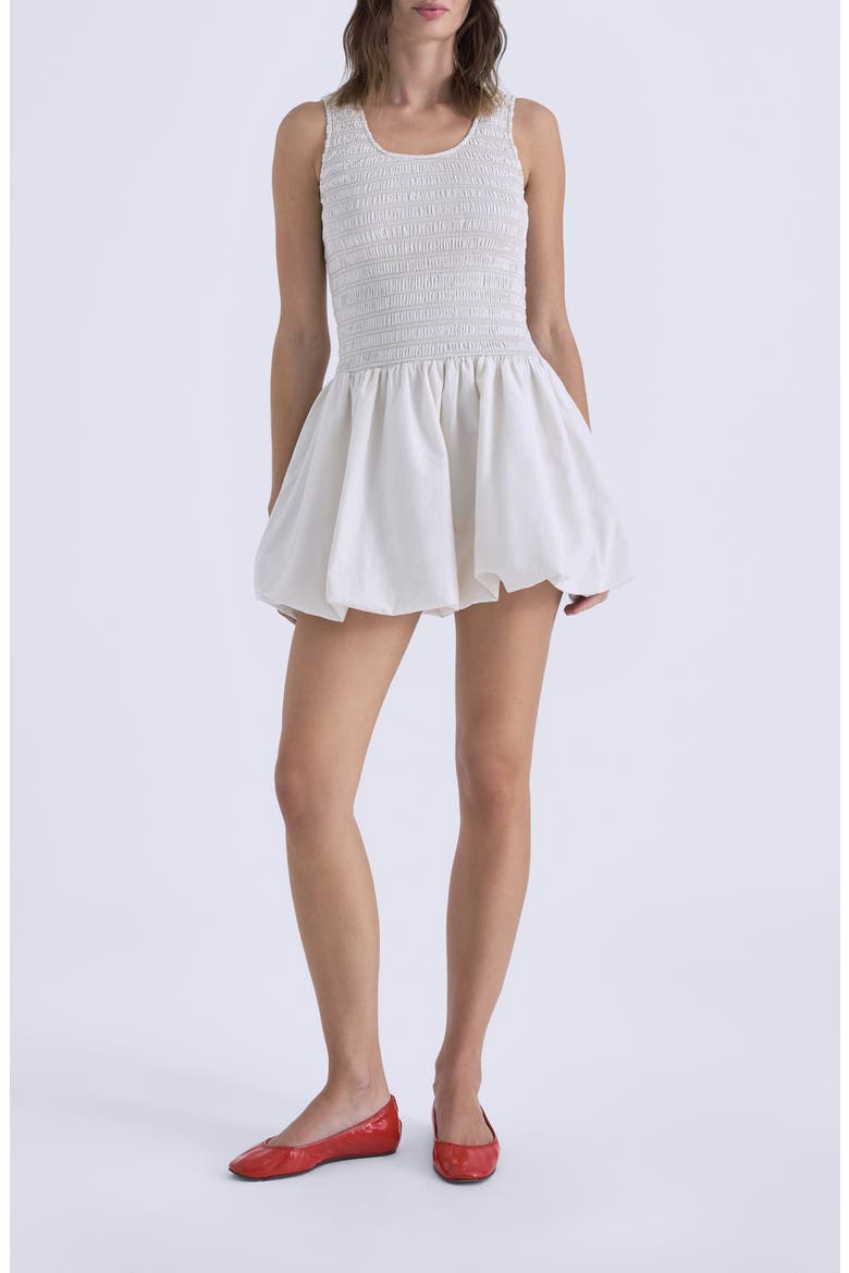 Ilona Smocked Bodice Fit & Flare Minidress, Main, color, SOFT WHITE