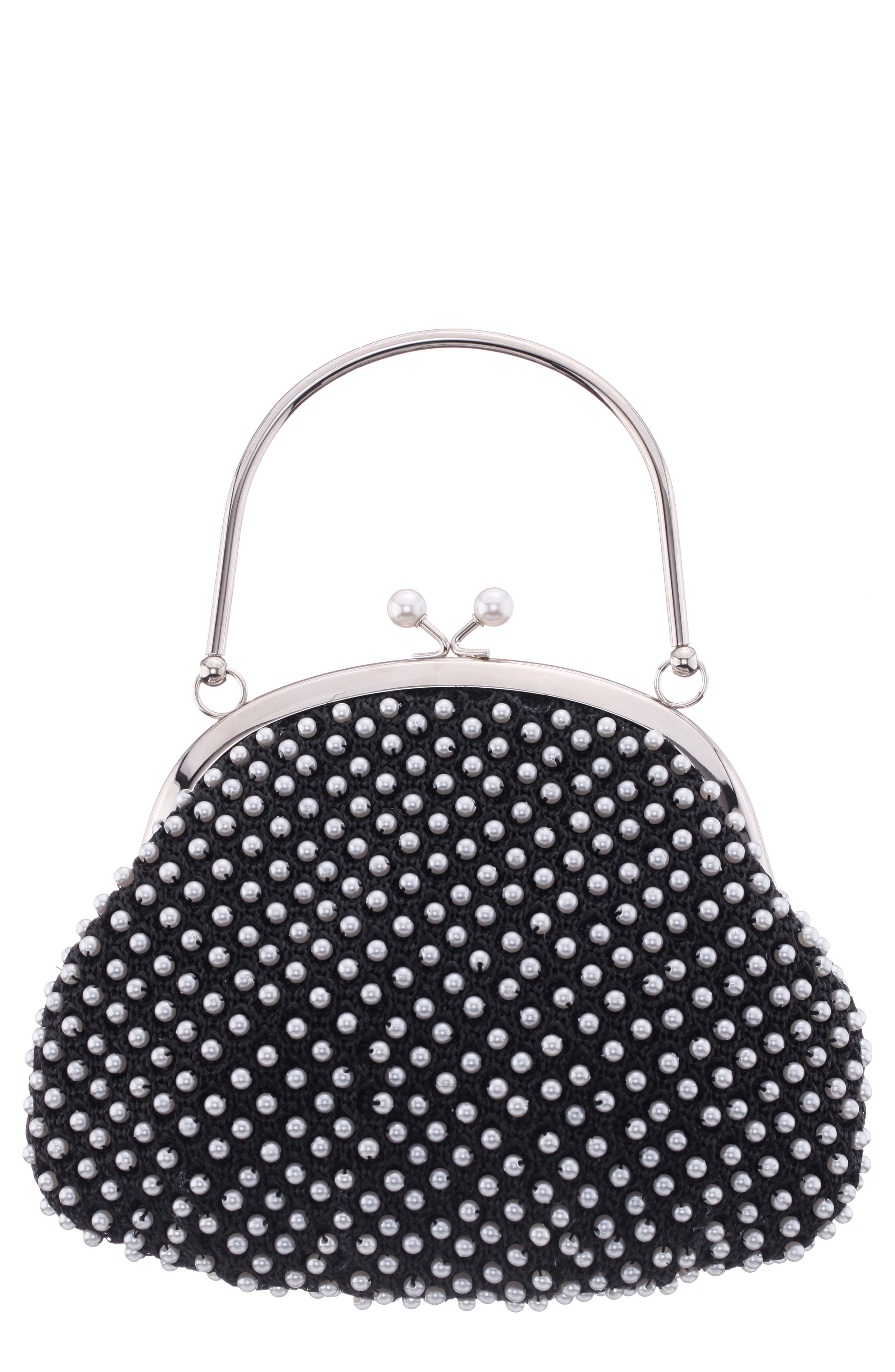 Nina Kym Top Handle Bag, Main, color, Black/ White Pearl