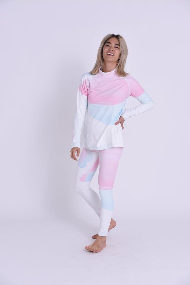 Watercolour Womens Baselayer Top, Alternate, color, Pink, Multicolor