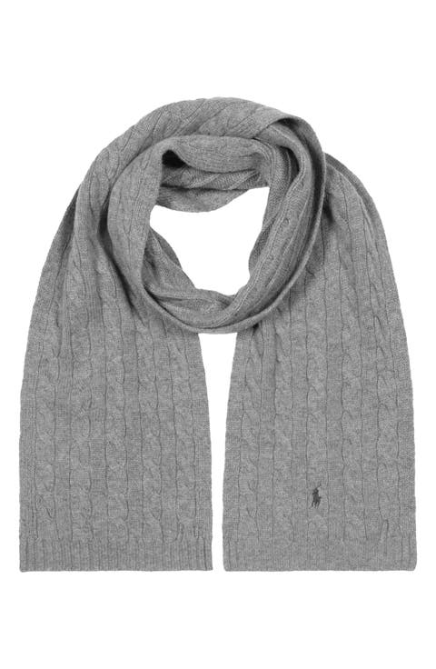Cable Knit Wool Blend Scarf