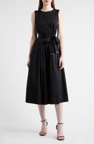 AK ANNE KLEIN Sleeveless Stretch Cotton Midi Dress