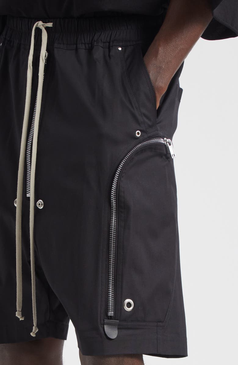 Rick Owens Bauhaus Bela Drawstring Cargo Shorts, Alternate, color, Black