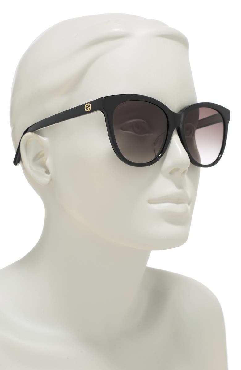 Gucci 58mm Round Sunglasses, Alternate, color, Shiny Black