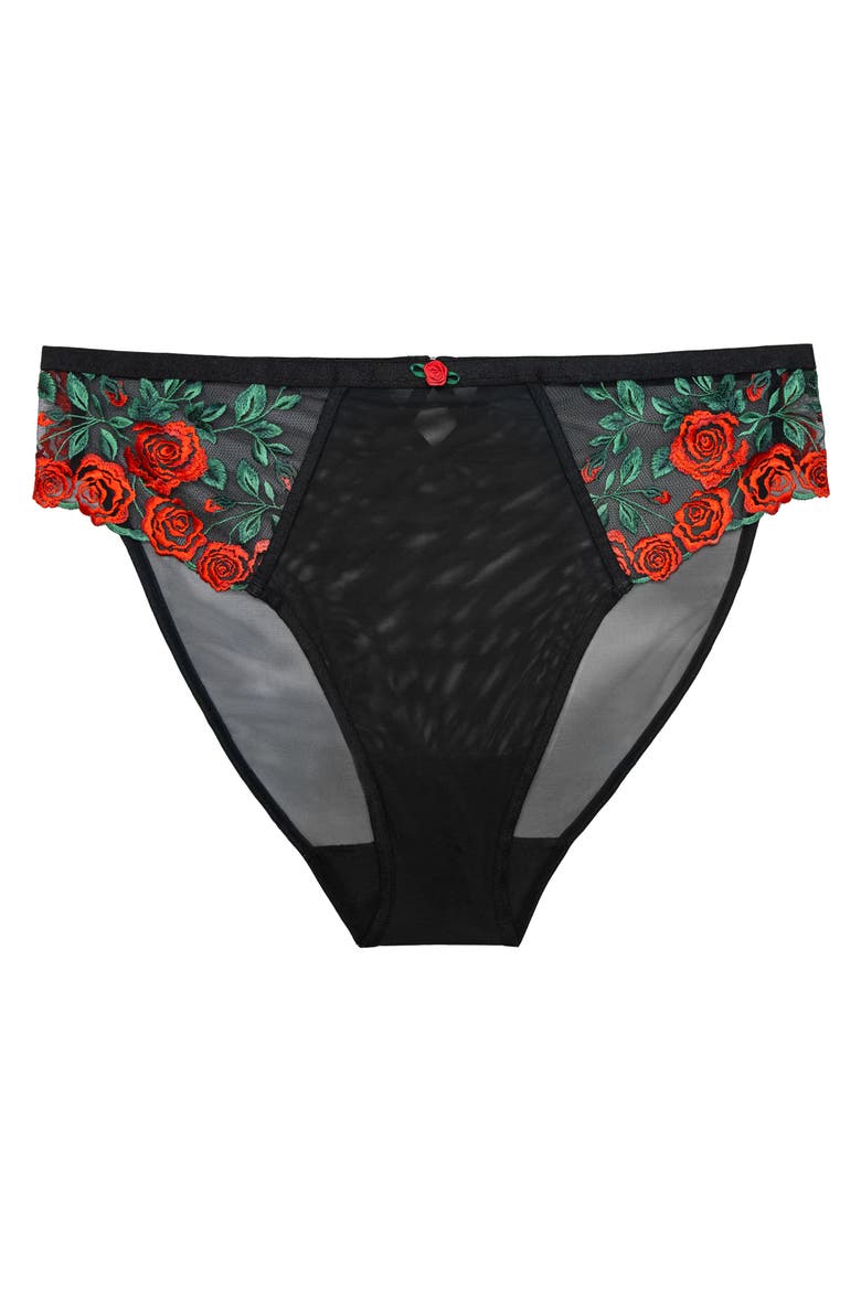 Floral Embroidered Strappy Back Briefs, Alternate, color, ROSE GARDEN EMBROIDE
