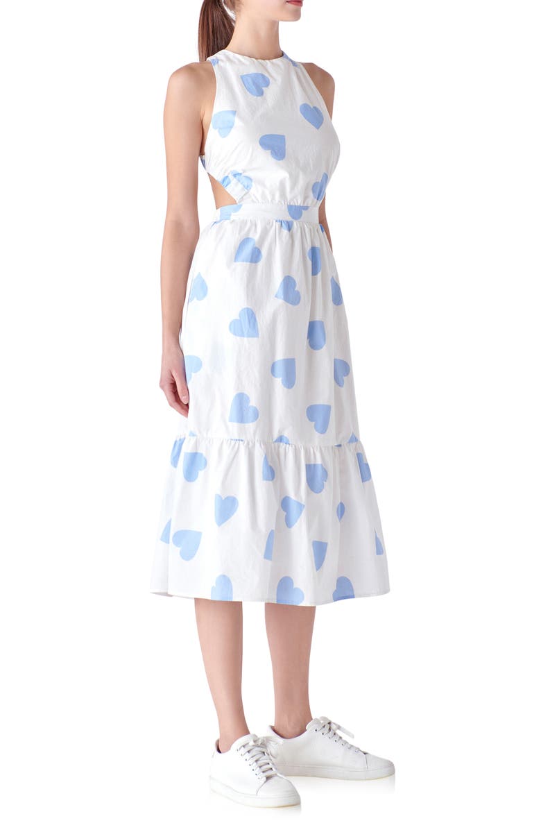 English Factory Heart Shape Crossback Midi Dress, Alternate, color, 