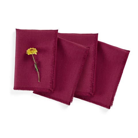 Linen Dinner Napkins Set of 4, 20 x 20 Inch for Dining Table, Holiday and Everyday Table Decor - Fringe
