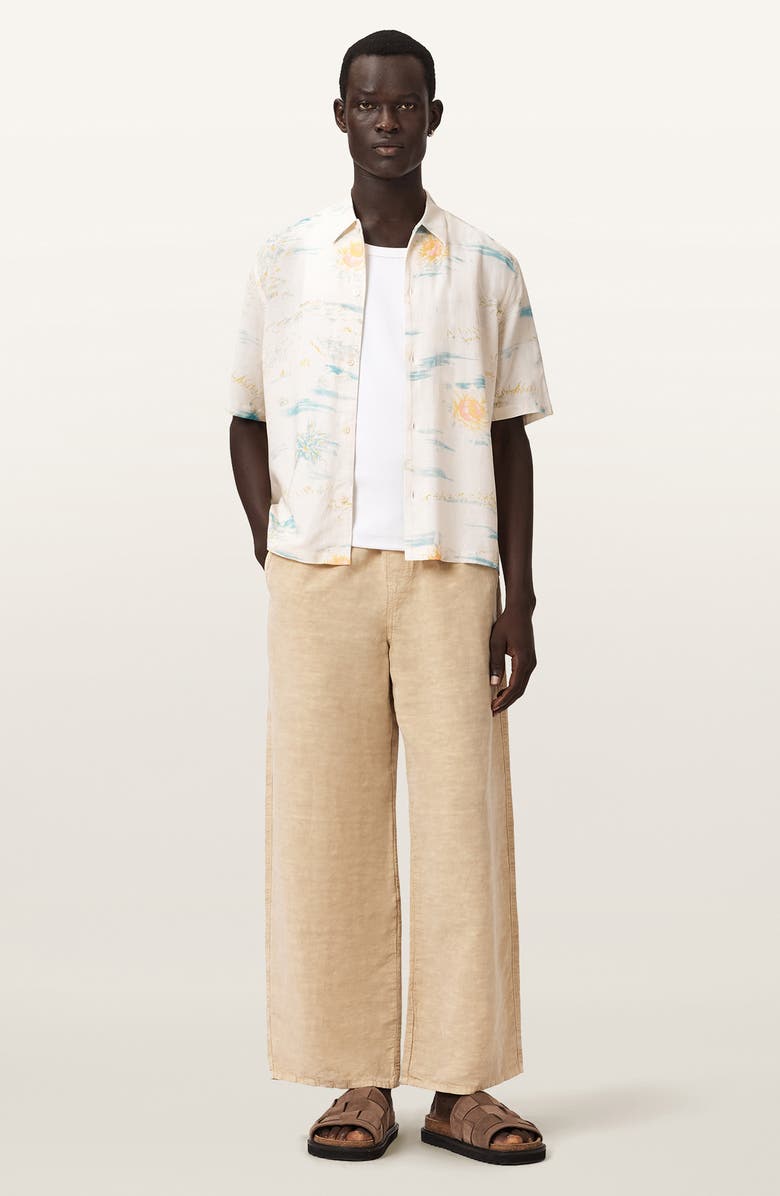 AllSaints Breezer Floral Short Sleeve Button-Up Shirt, Alternate, color, Candy Yellow