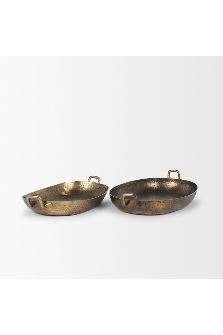 Pama Hammered Metal Decorative Trays Set of 2, Alternate, color, Gold