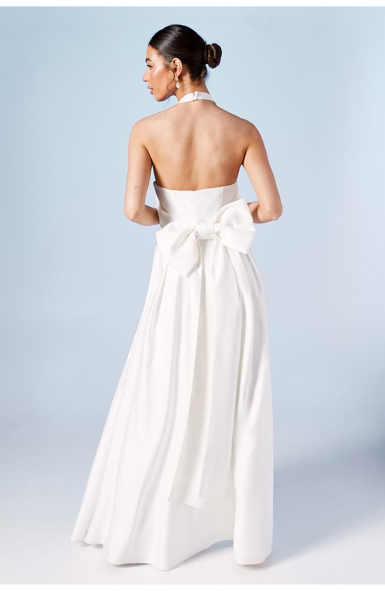 Coast Satin Halterneck Wedding Dress, Alternate, color, Ivory