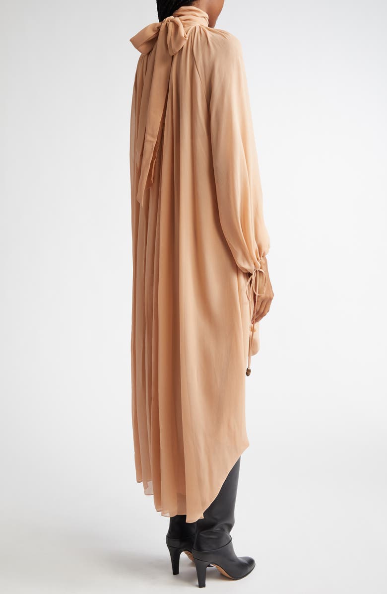Chloé Long Sleeve Silk Georgette Dress, Alternate, color, Sand Brown