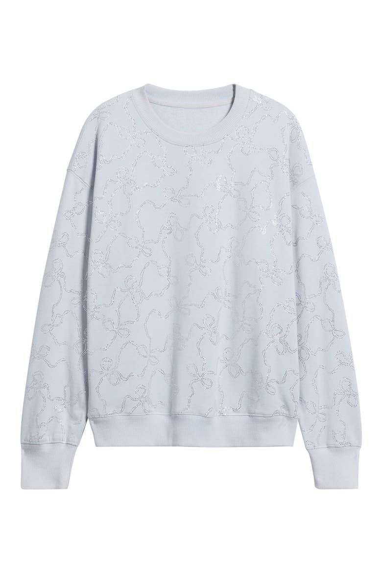 Karabeth Embellished Bow Sweatshirt, Alternate, color, ASPEN BLUE