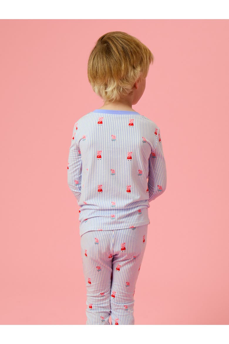 Peppa Pig & George Long Sleeve Pajama Set, Modal Blend, Alternate, color, Peri Stripe Peppa Pig & George