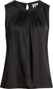 Anne Klein Pleated Jewel Neck Sleeveless Top