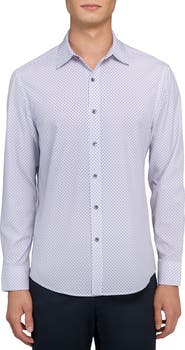 W.R.K Slim Fit Neat Medallion Print Performance Button-Up Shirt