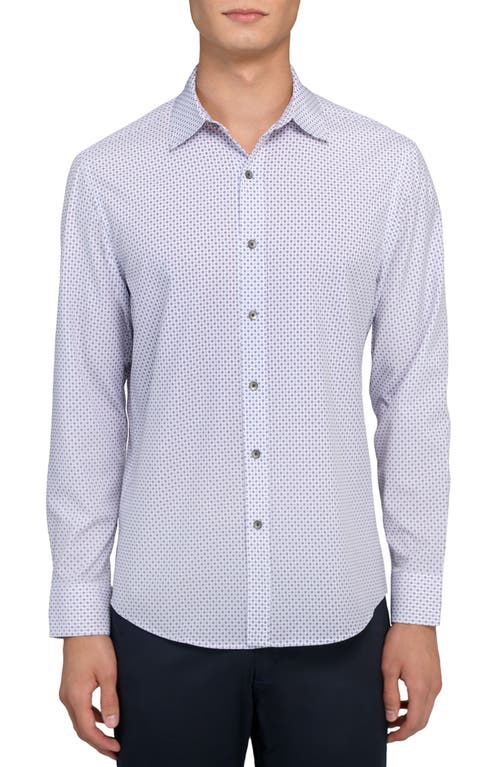 Wrk W.r.k Slim Fit Neat Medallion Print Performance Button-up Shirt In Blue