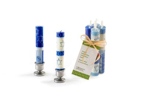 Shabbat Star of David Painted Candles