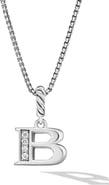 David Yurman Pavé Initial Pendant Necklace in Sterling Silver with Diamond