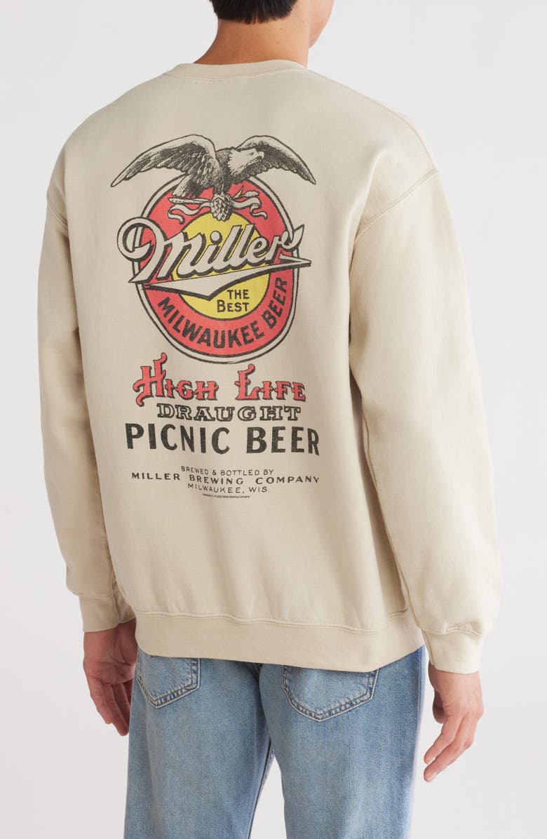 Junk Food Celebrate Miller High Life Graphic Sweatshirt, Alternate, color, Sand